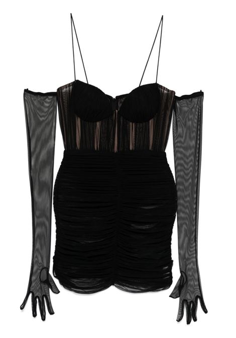 Black ruched mesh mini dress Alex perry - women